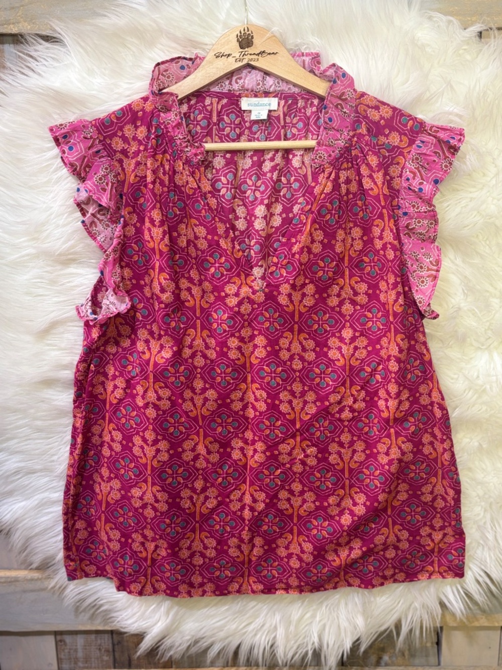 Like New! [Sundance] Pink Cotton Flutter Sleeve Tunic Prairie Blouse | Medium